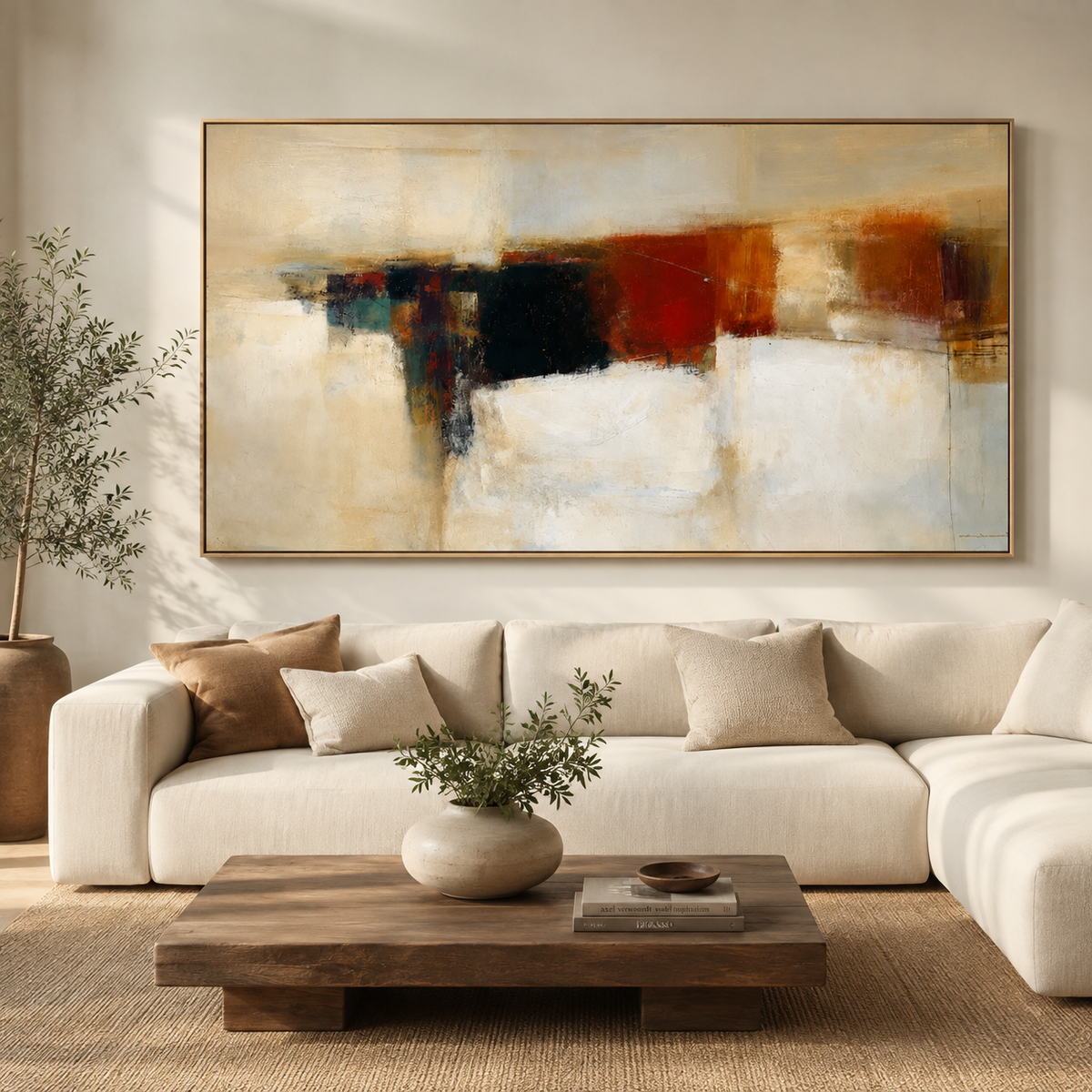 Ember Horizon – Neutral Abstract Wall Art