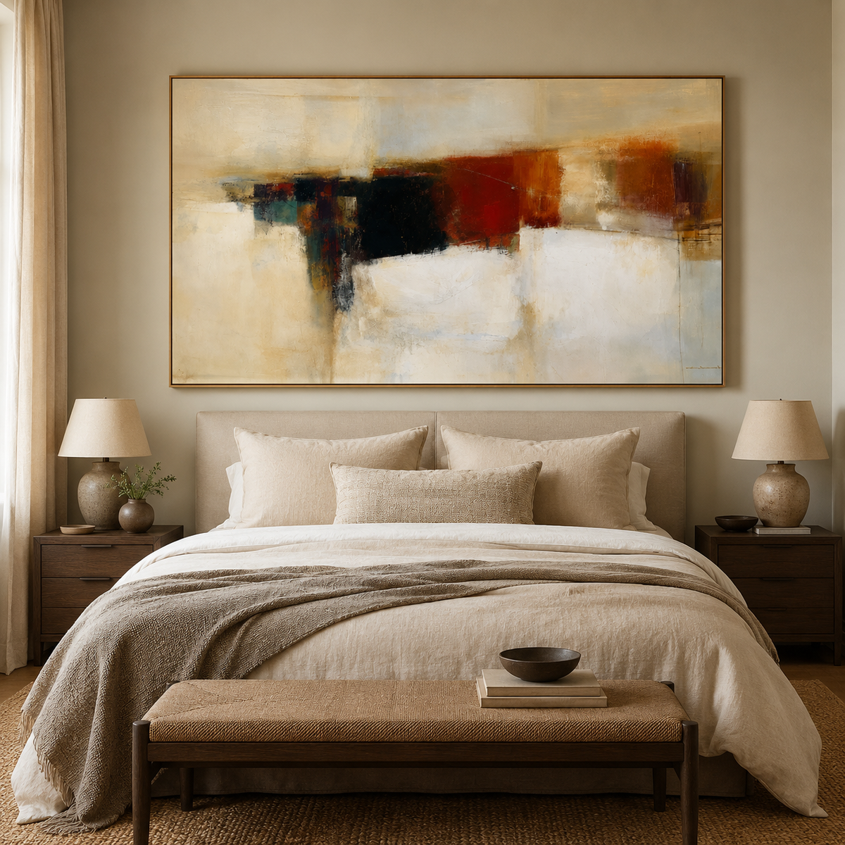 Ember Horizon – Neutral Abstract Wall Art