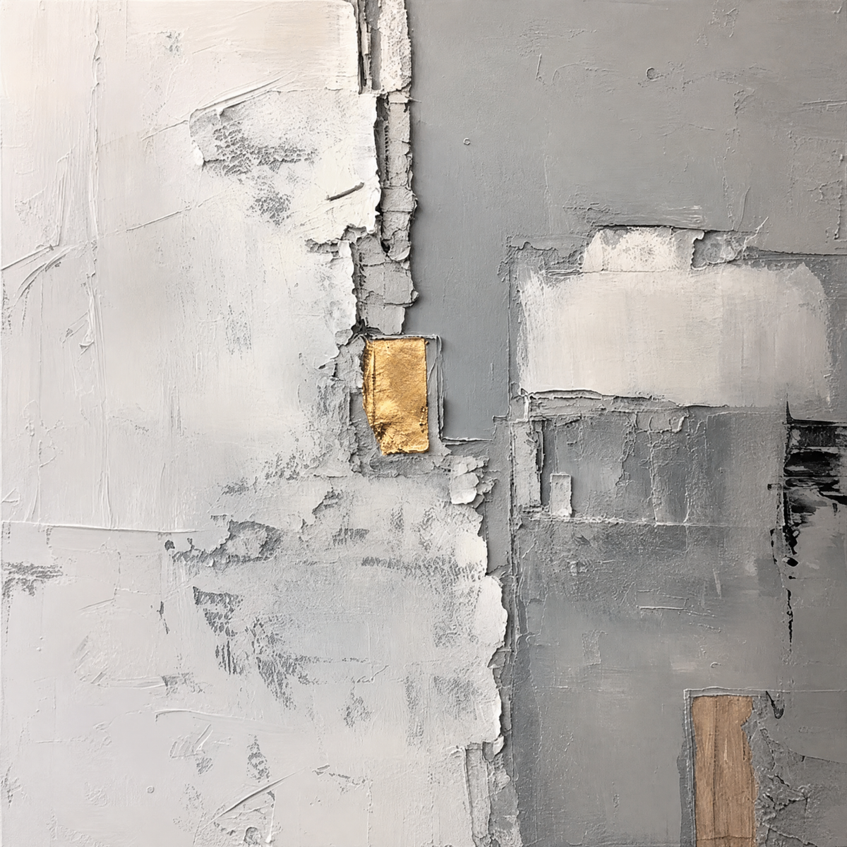 Grey Abstract with Gold Leaf
