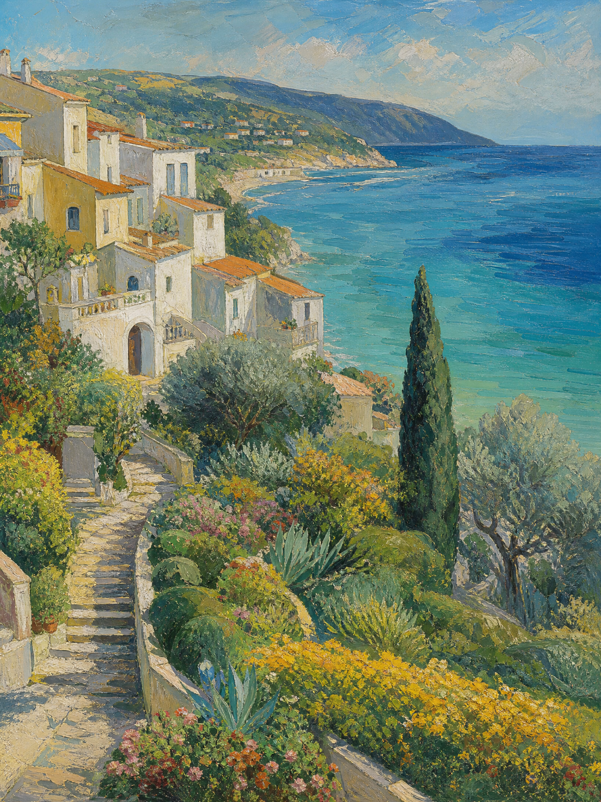 Terraced Gardens Above the Azure Bay