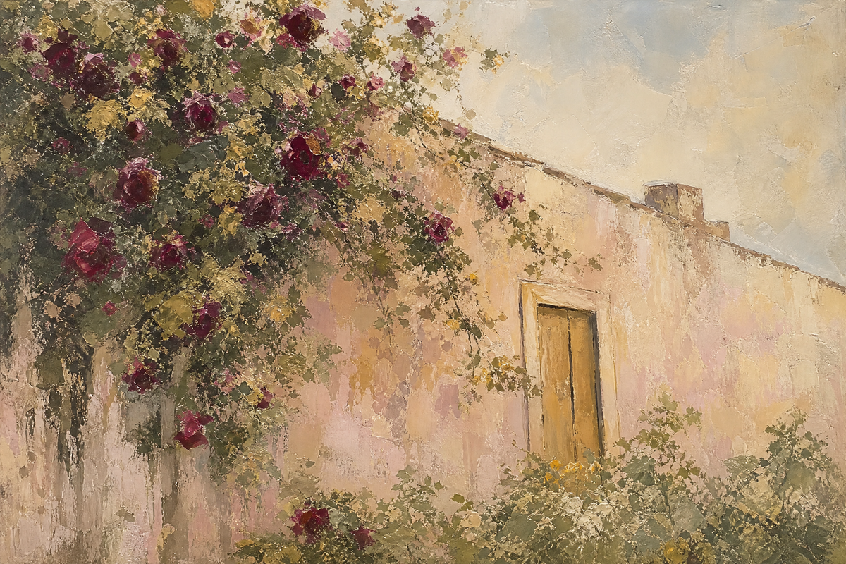 Sunlit Villa with Climbing Roses