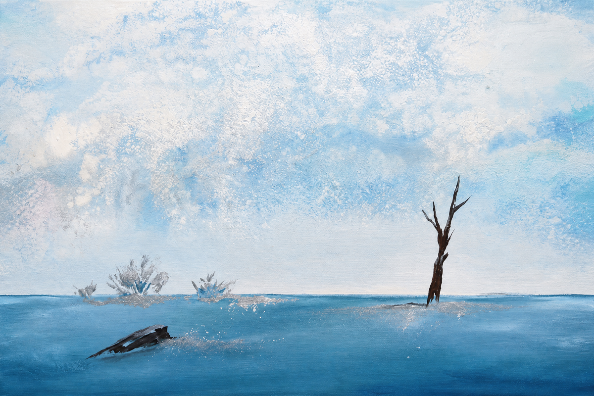 Winter Lake with Lone Dead Tree