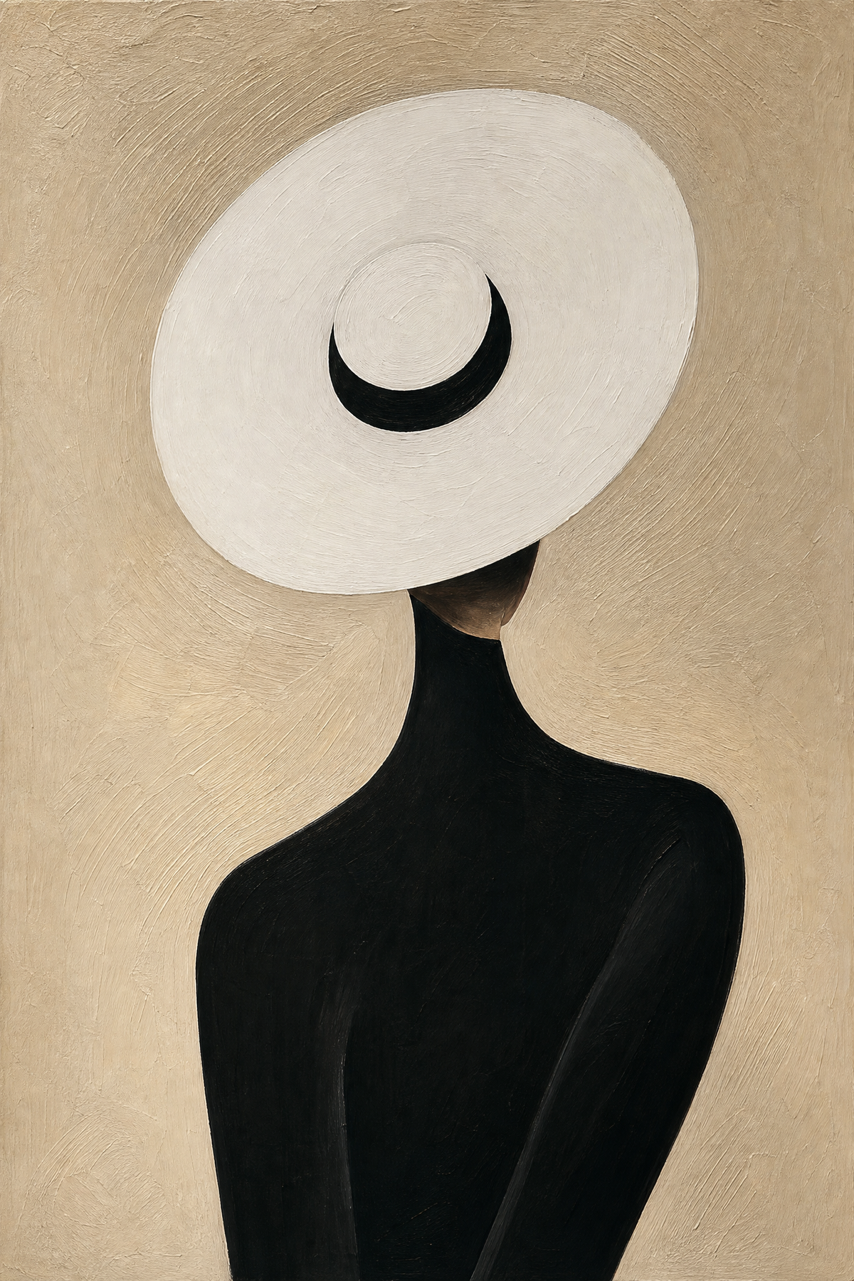 Woman in Wide-Brimmed White Hat