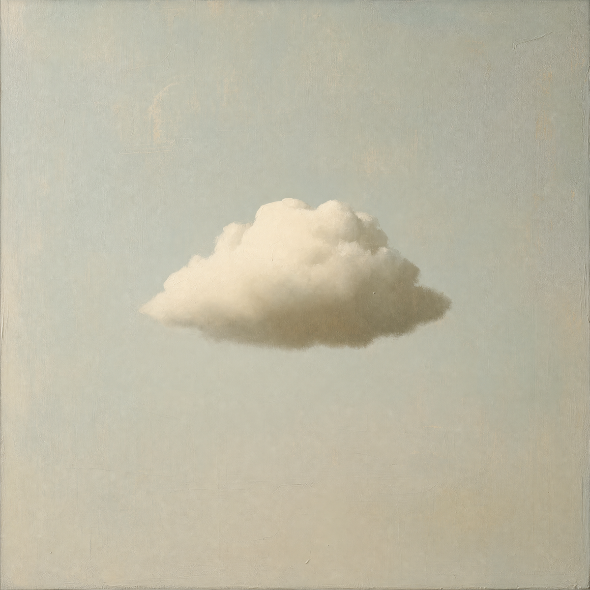 Single Cumulus on Pale Sage Sky