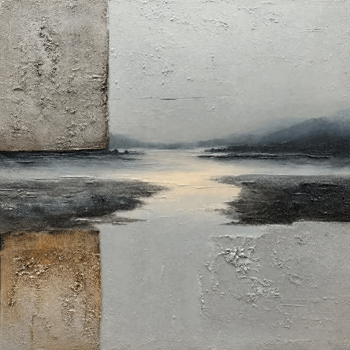 Misty Horizon Minimalist Abstract Landscape