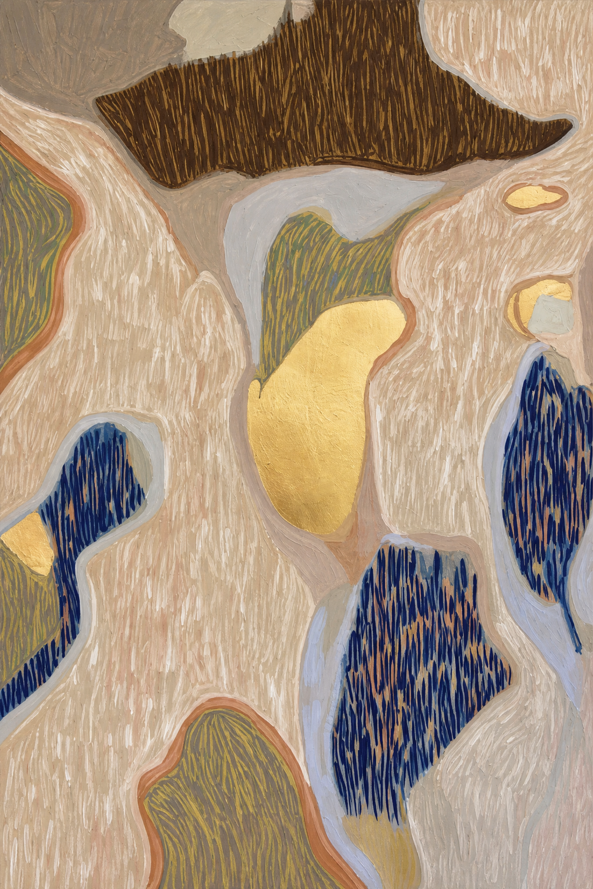 Organic Currents in Ochre and Indigo