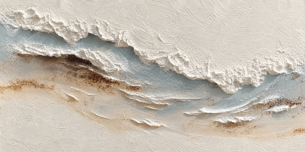 Textured Shoreline Abstract in Cream and Slate