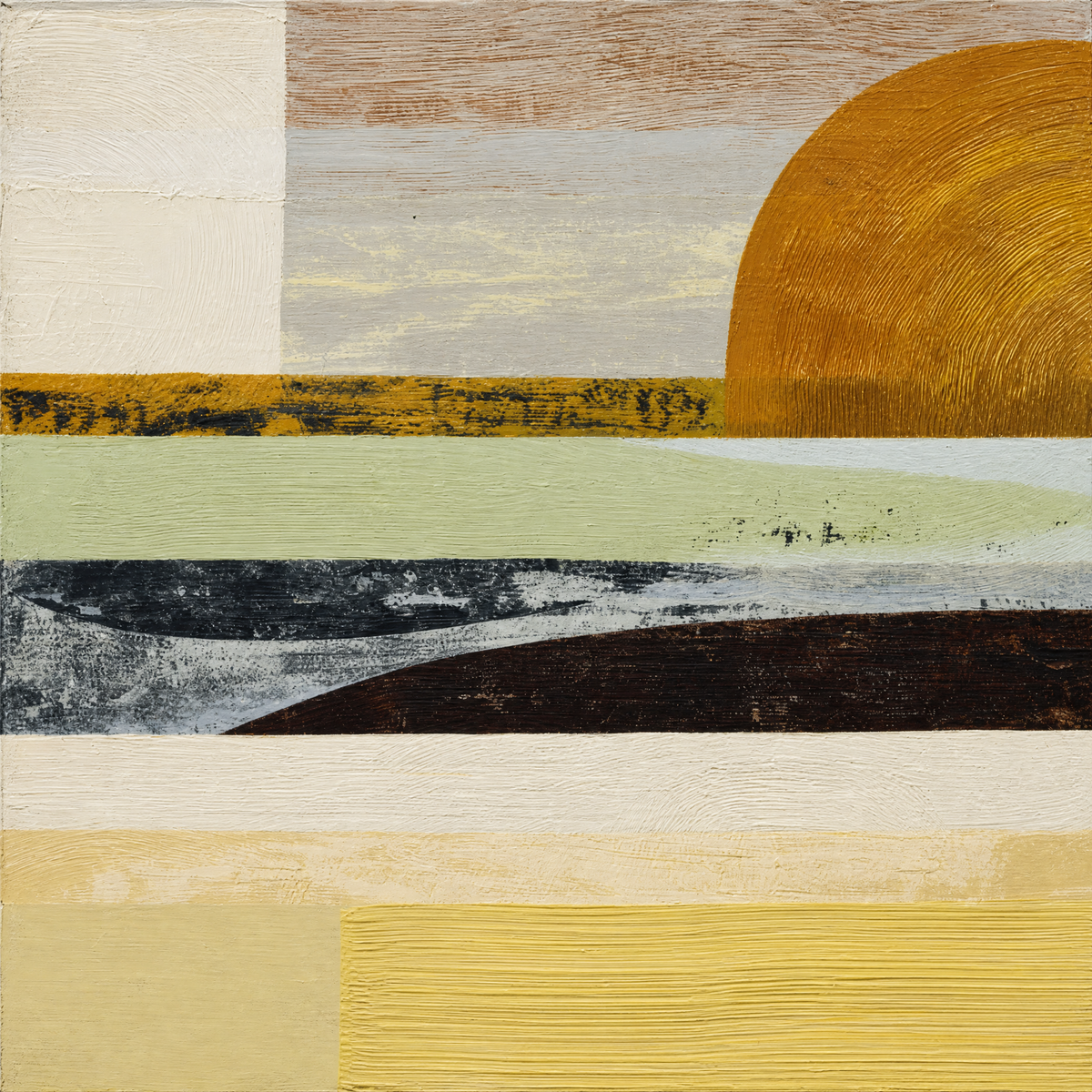 Abstract Sunset Landscape in Ochre and Sage