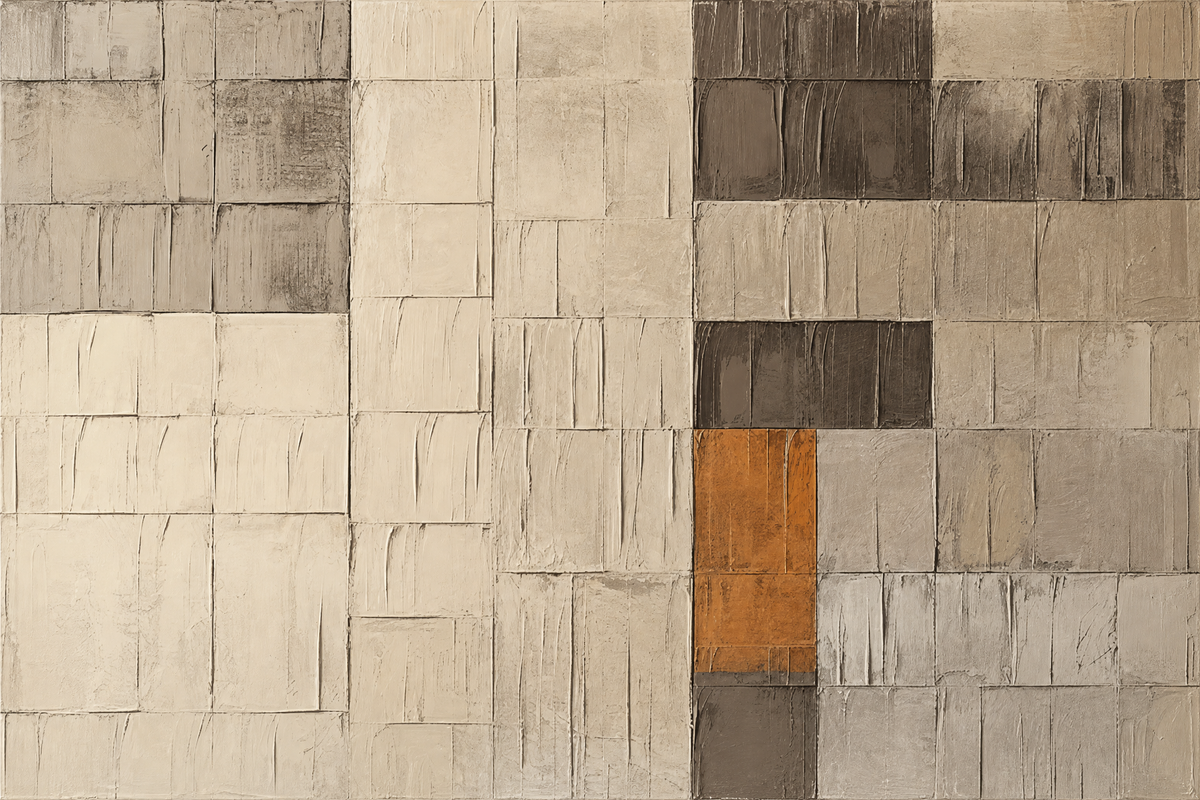 Patchwork Grid in Neutral Ochre