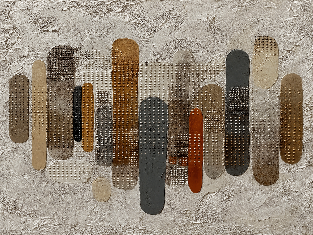 Textured Plaster Field with Vertical Rounded Capsules