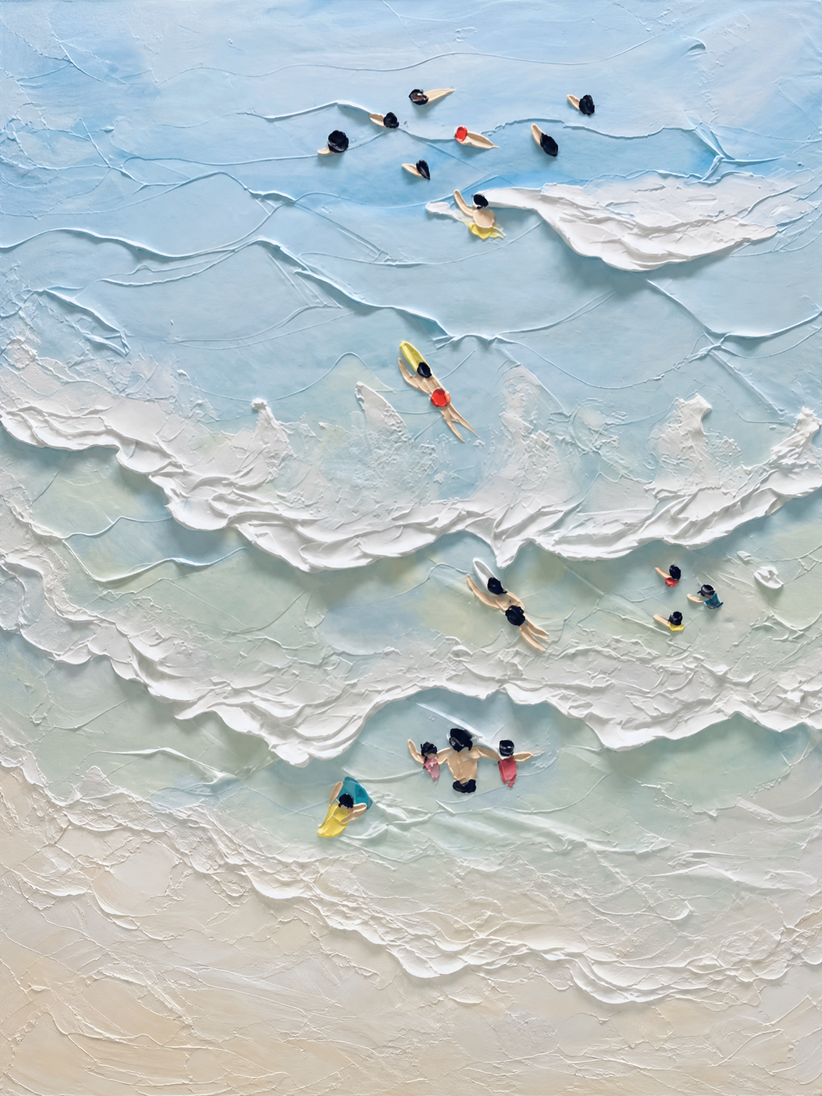 Aerial Bathers in White Surf