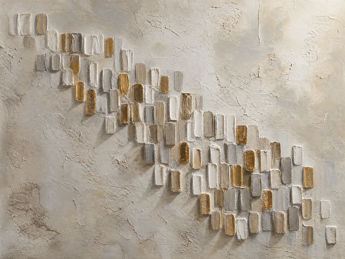 Fragmented Weave in Ochre and Stone