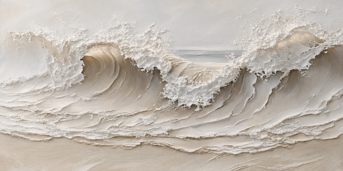 Cresting Waves in Cream and Taupe