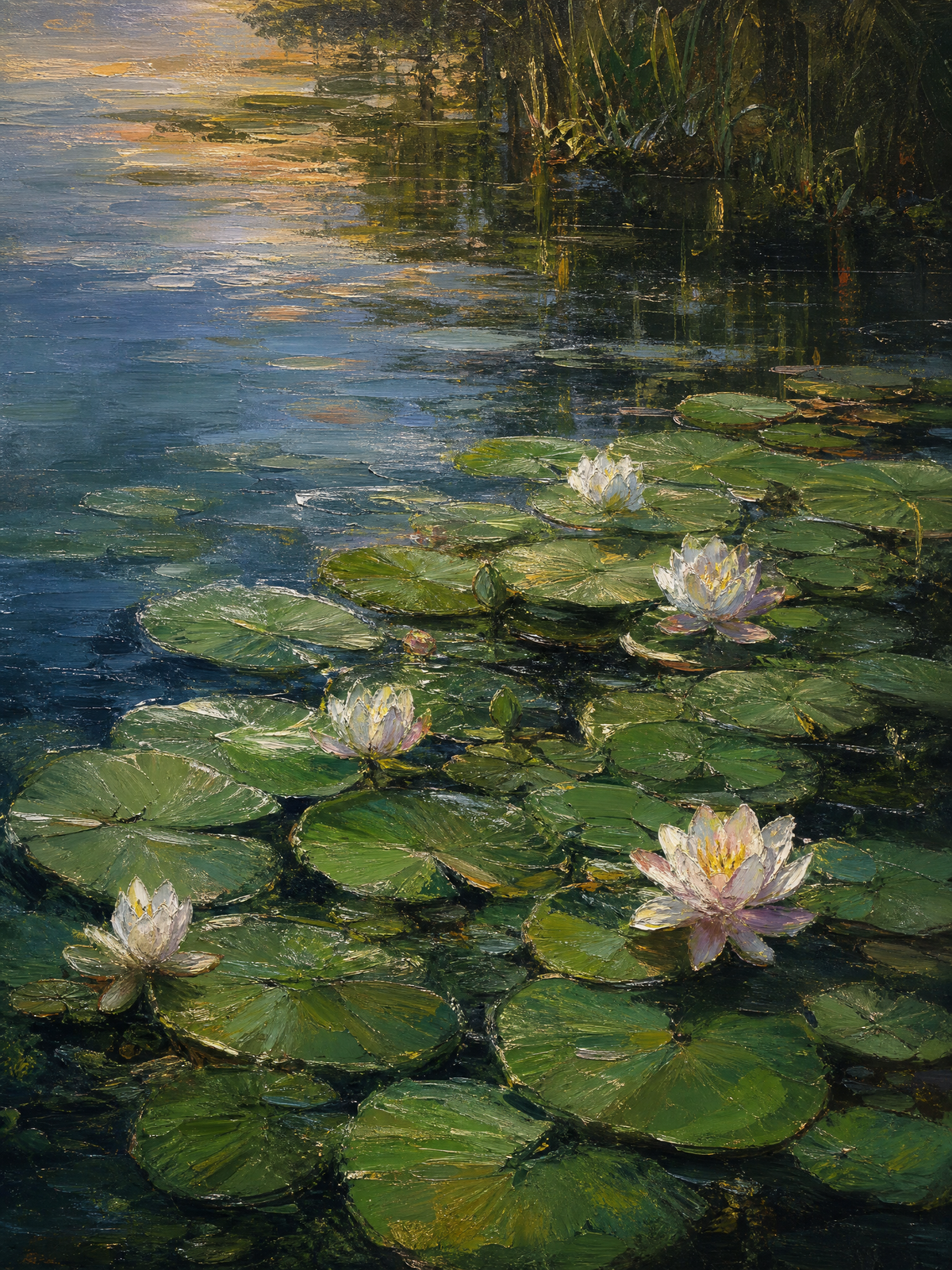 Lily Pond at Dusk