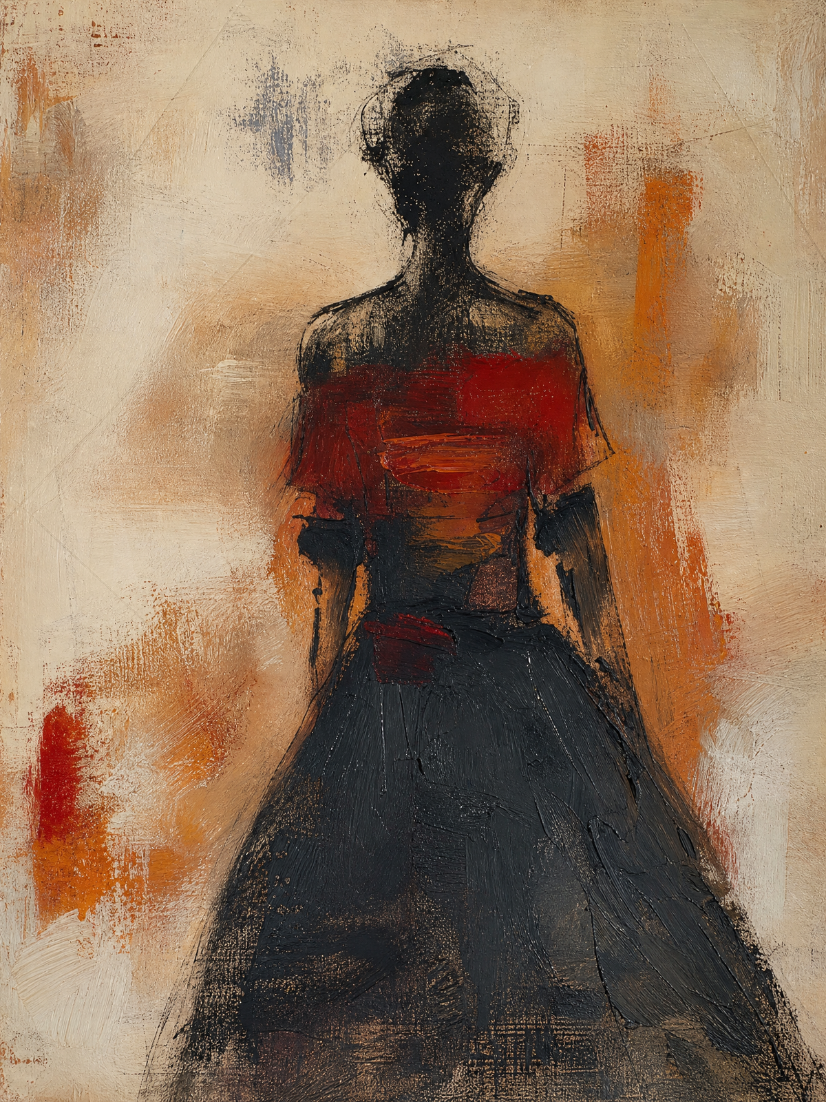 Figure in Crimson and Charcoal