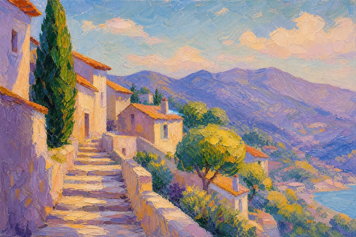 Hillside Village in Morning Light