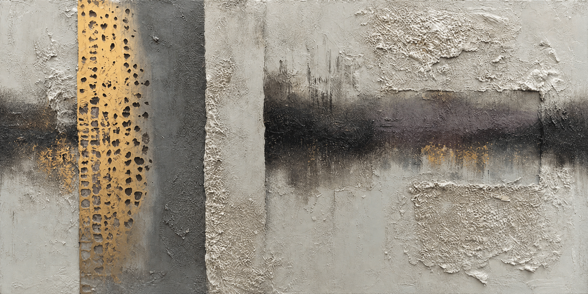 Textured Abstract in Grey, Ochre and Charcoal