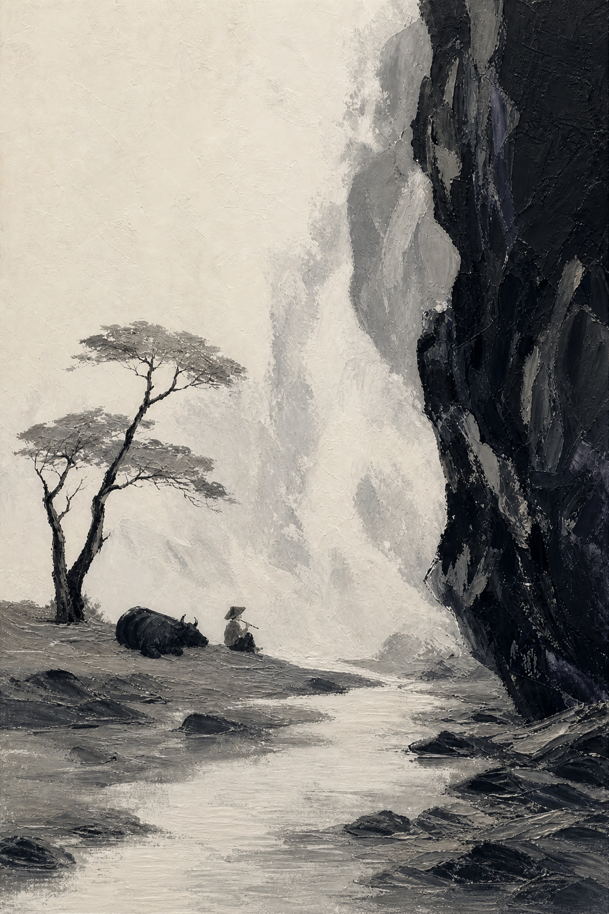 Cliff Pastoral in Ink Greys