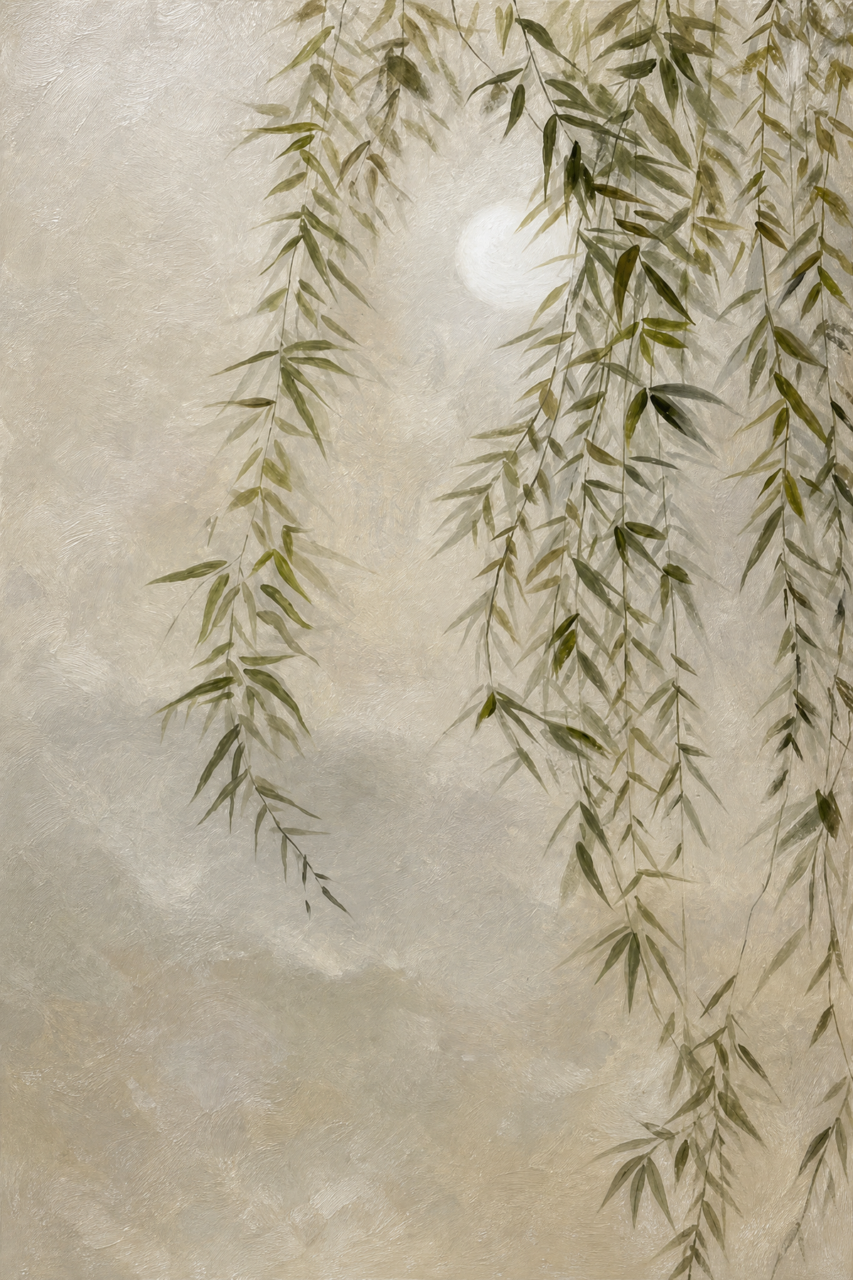 Willow Fronds and Morning Moon
