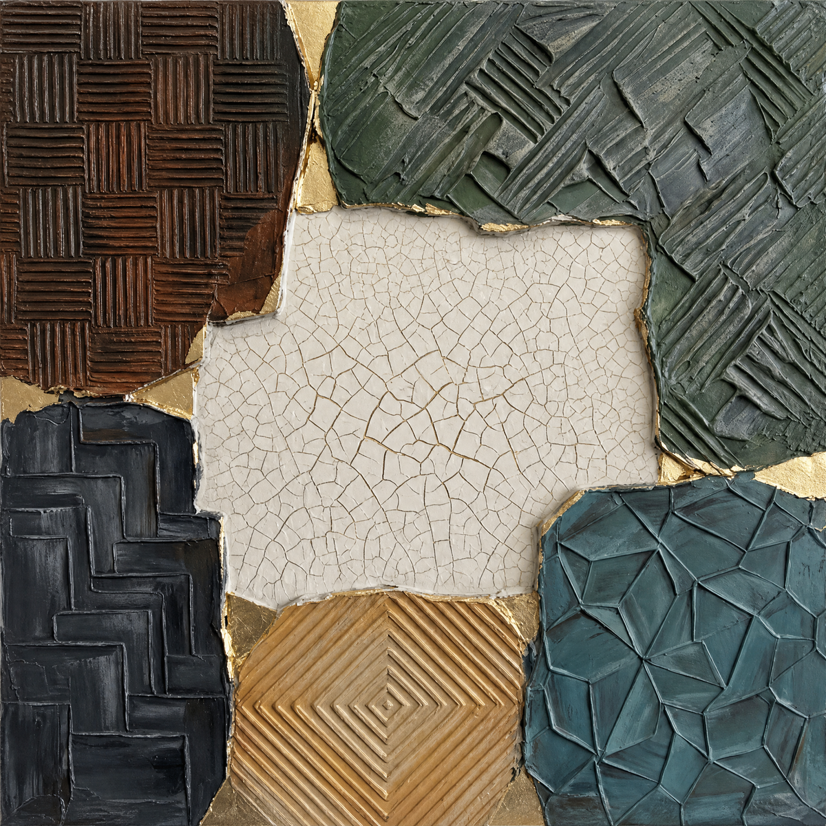 Textured Quadrant Patchwork with Crackle Centre