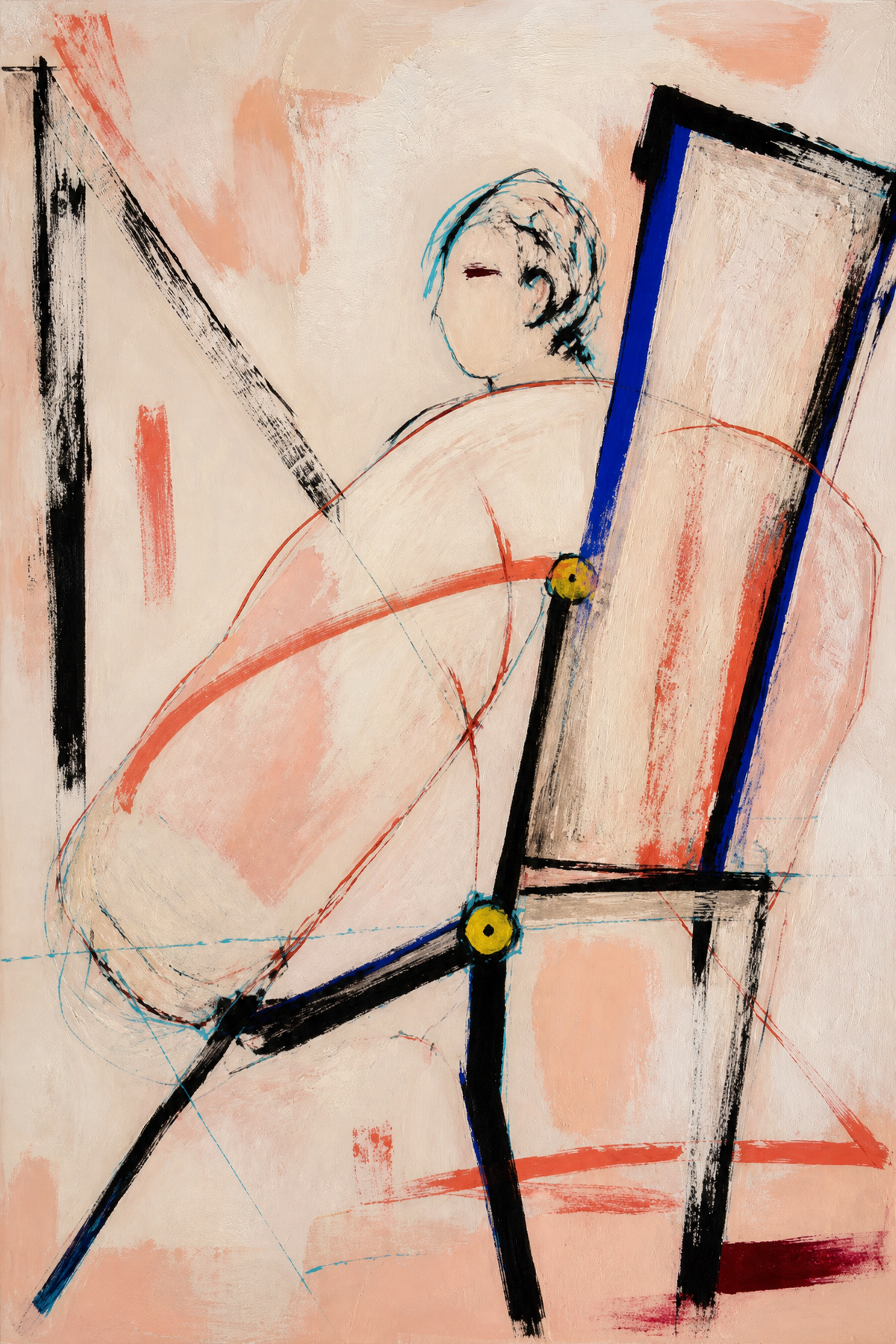 Seated Figure with Chair Lines