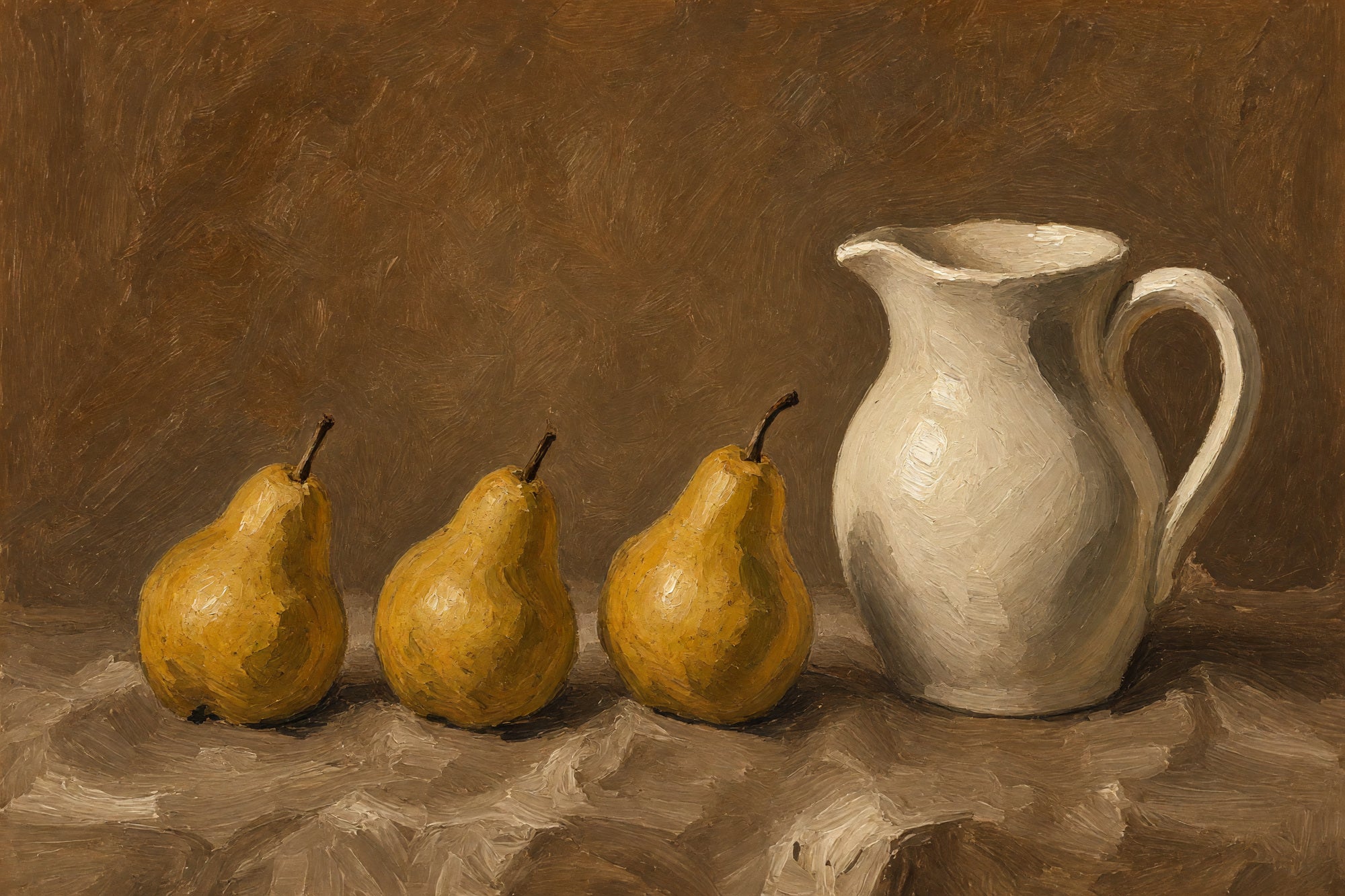 Pear and Pitcher – Earthy Still Life