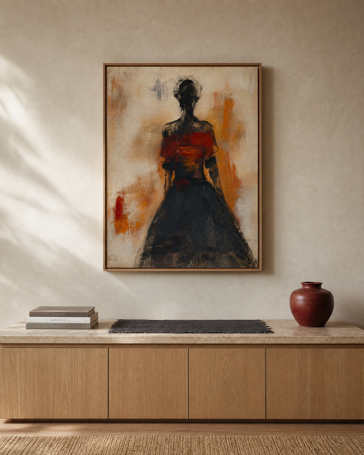 Figure in Crimson and Charcoal
