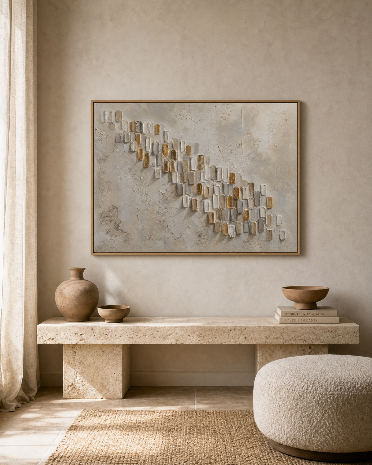 Fragmented Weave in Ochre and Stone