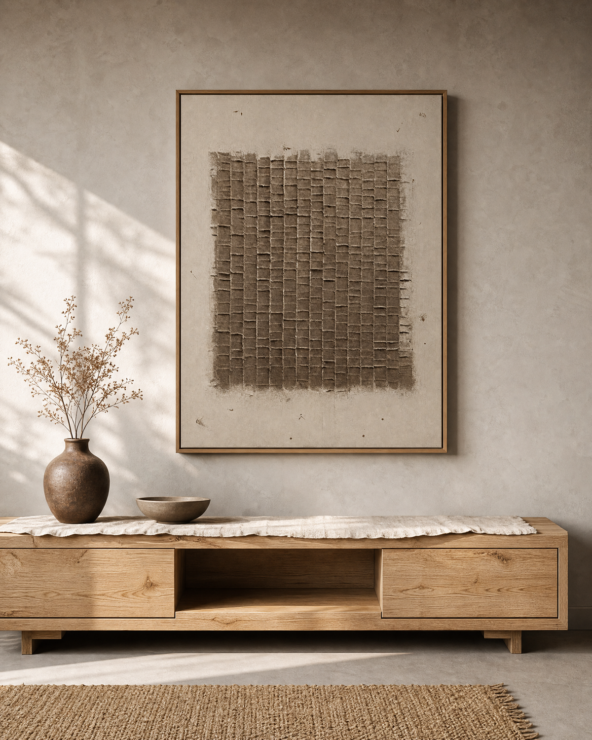 Taupe Grid Weave
