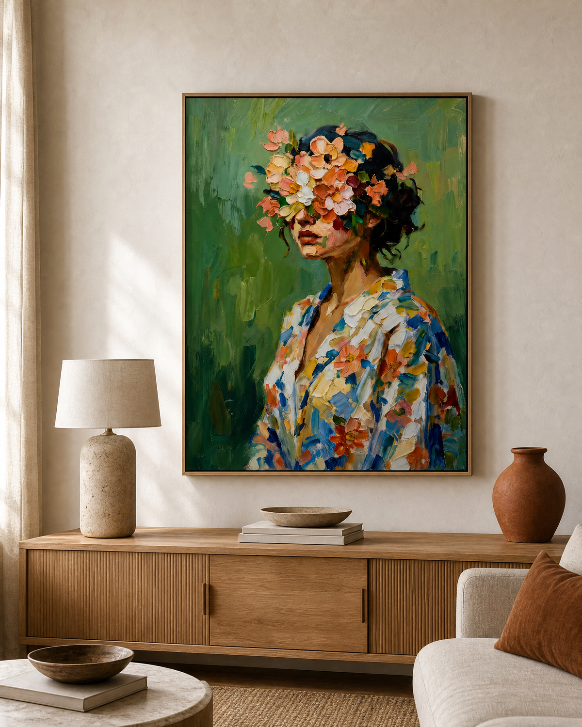 Woman with Blossoms Before Green