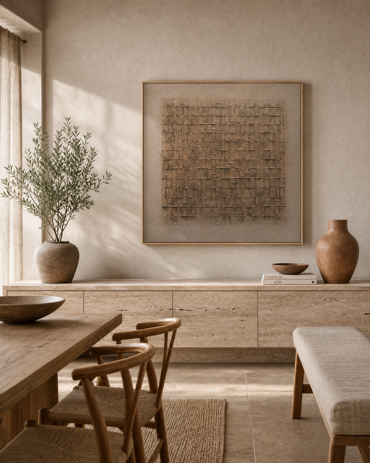 Textured Grid Field in Muted Taupe