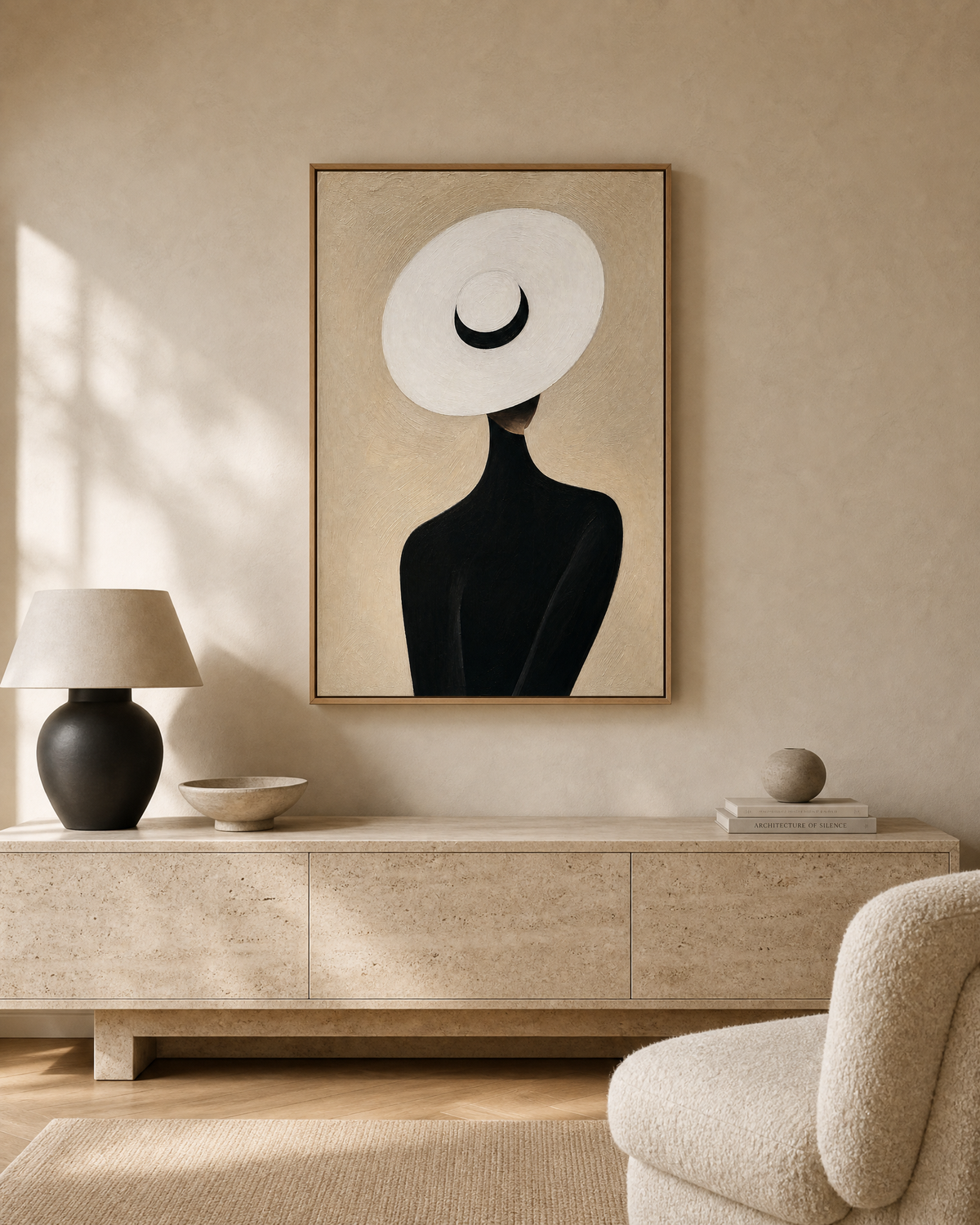 Woman in Wide-Brimmed White Hat