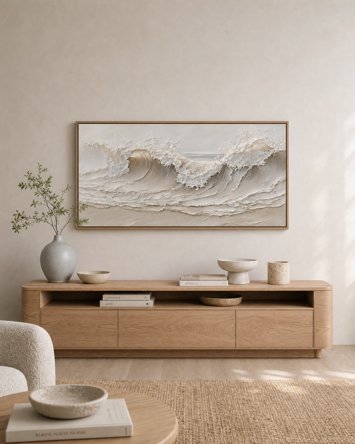 Cresting Waves in Cream and Taupe