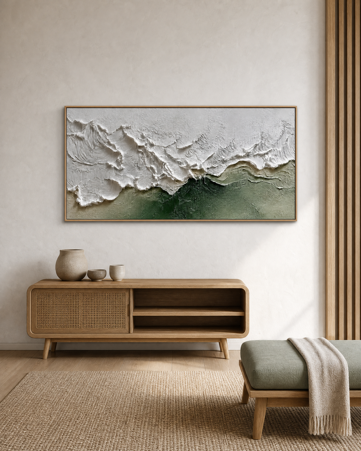 Crested Horizon in White and Sage