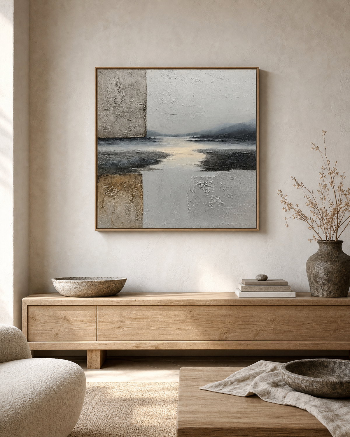 Misty Horizon Minimalist Abstract Landscape