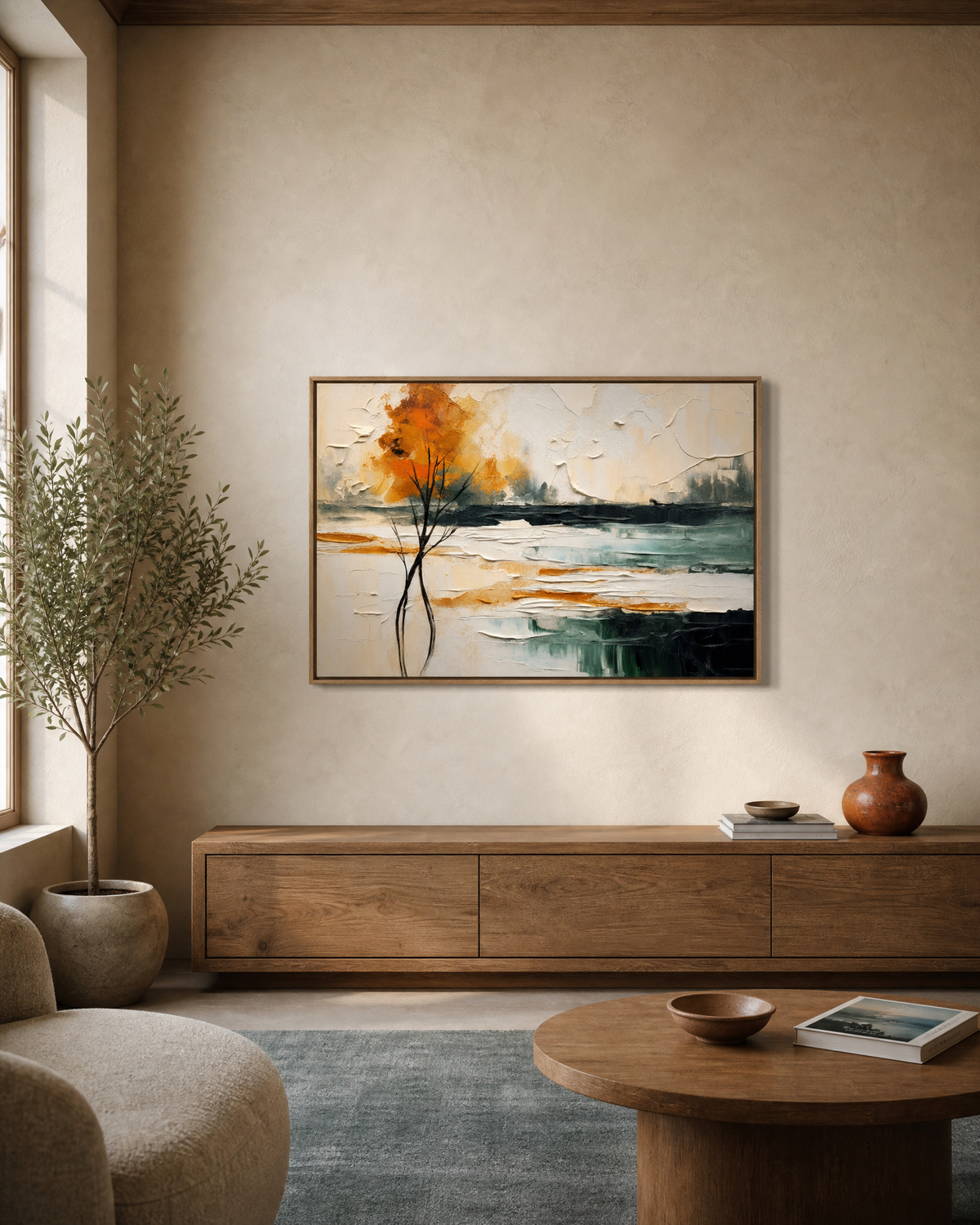 Autumn Tree by the Frozen Shore