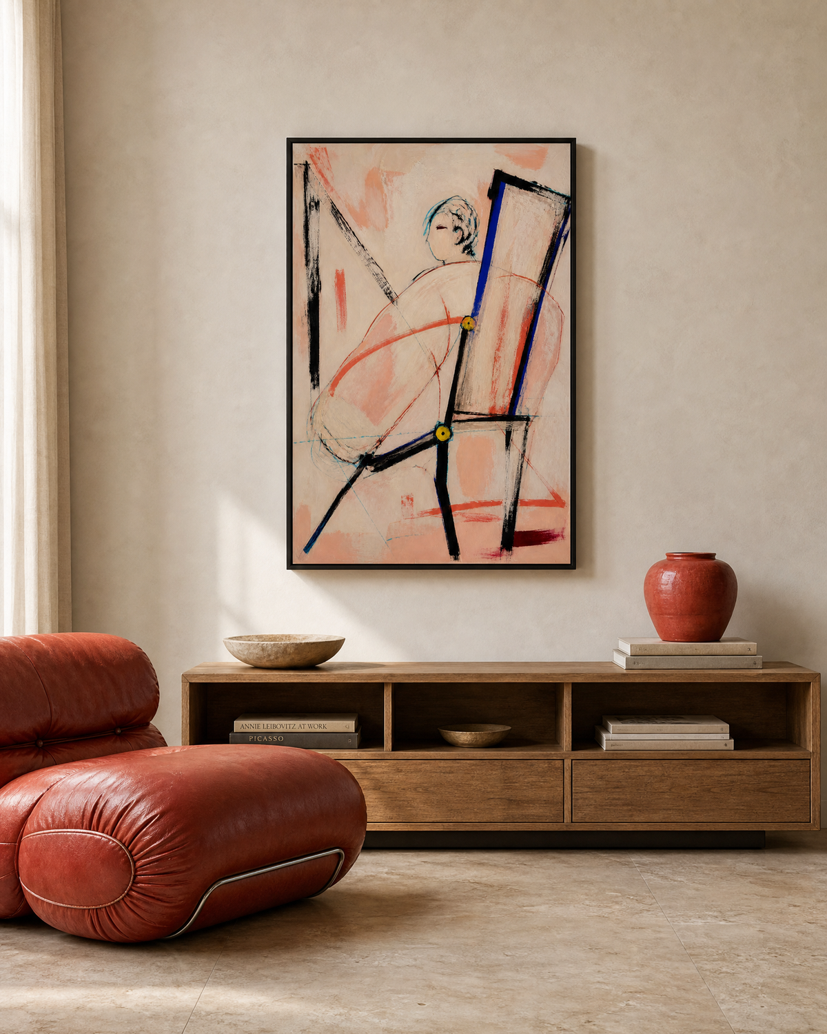 Seated Figure with Chair Lines