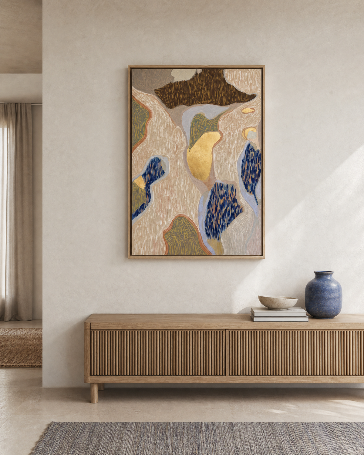 Organic Currents in Ochre and Indigo