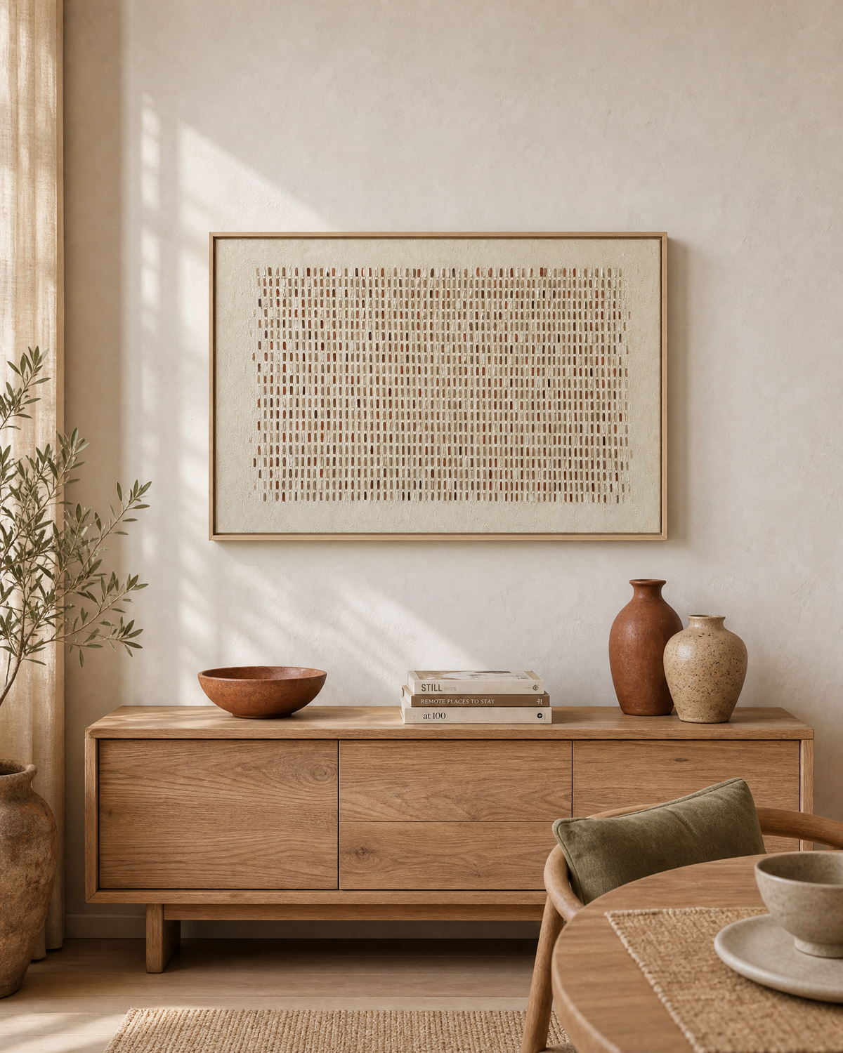 Woven Field in Terracotta and White