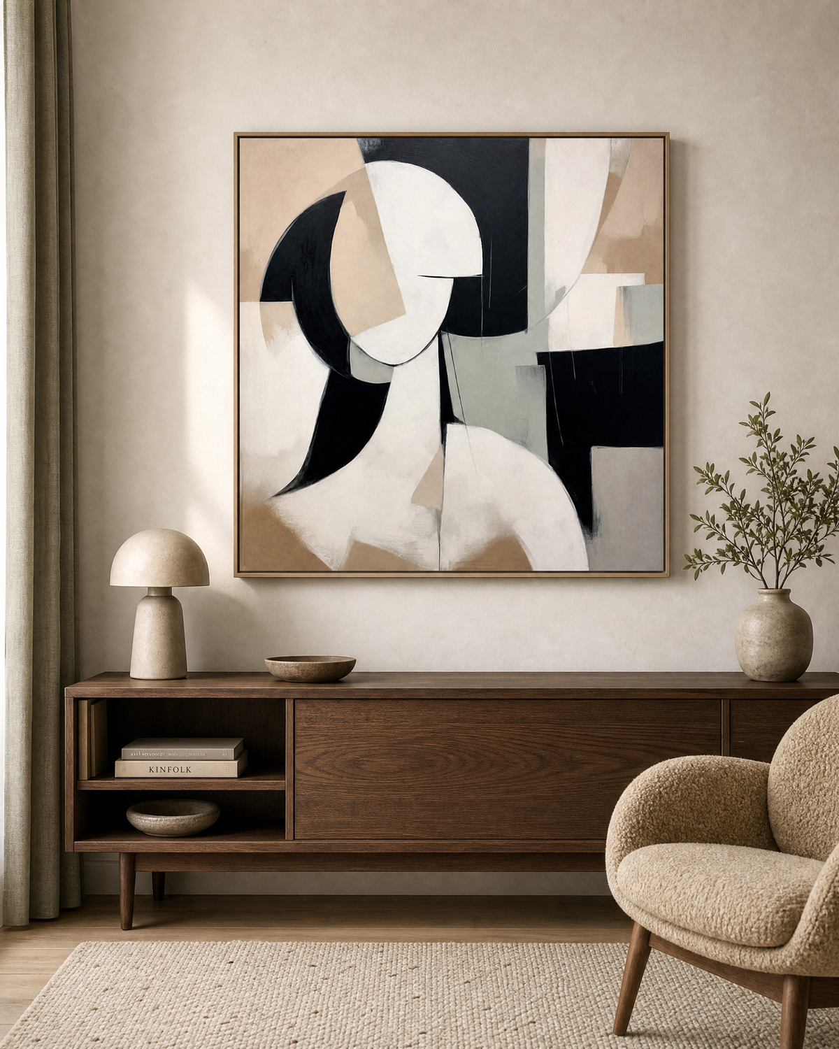 Abstract Curves in Neutral Tones