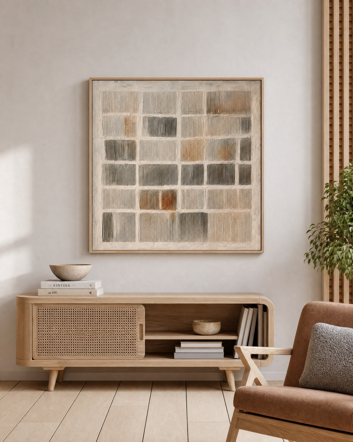 Grid Weave in Plaster and Umber