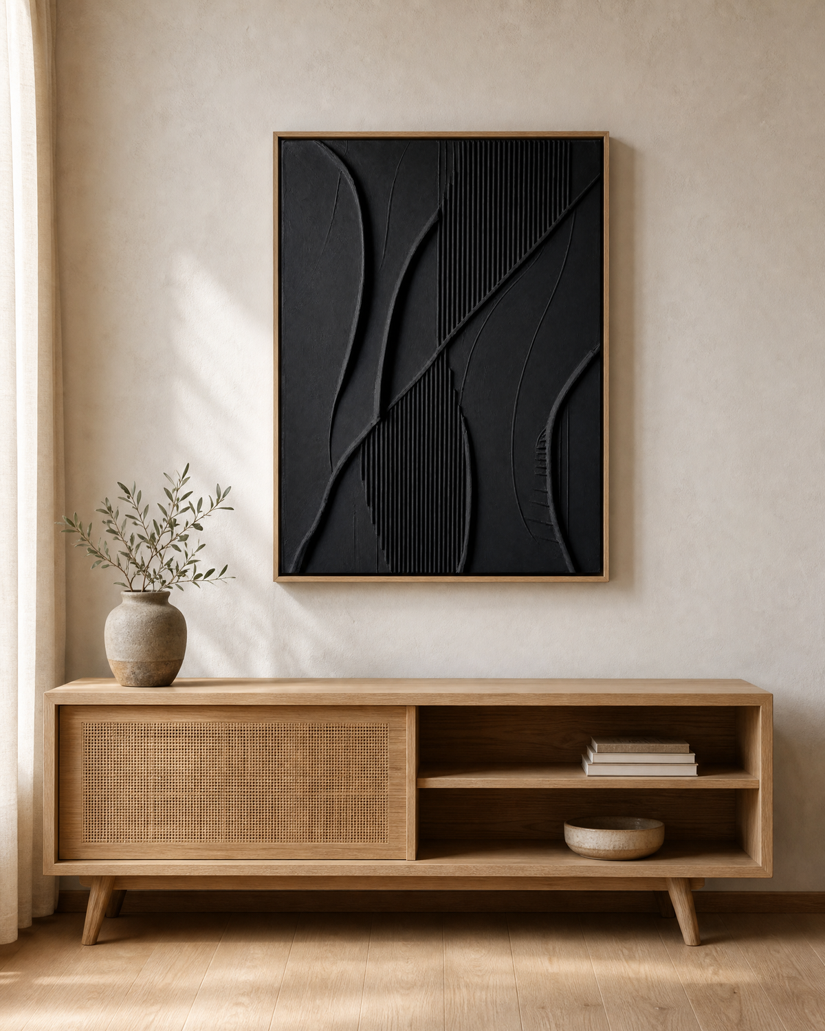 Black Monochrome Relief Lines