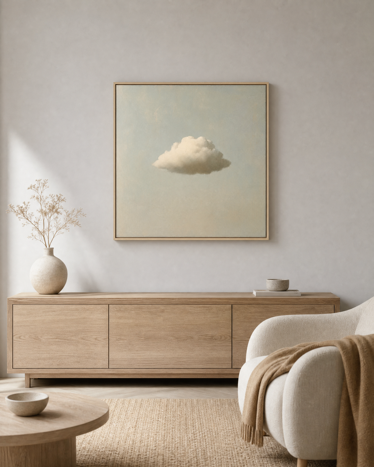 Single Cumulus on Pale Sage Sky