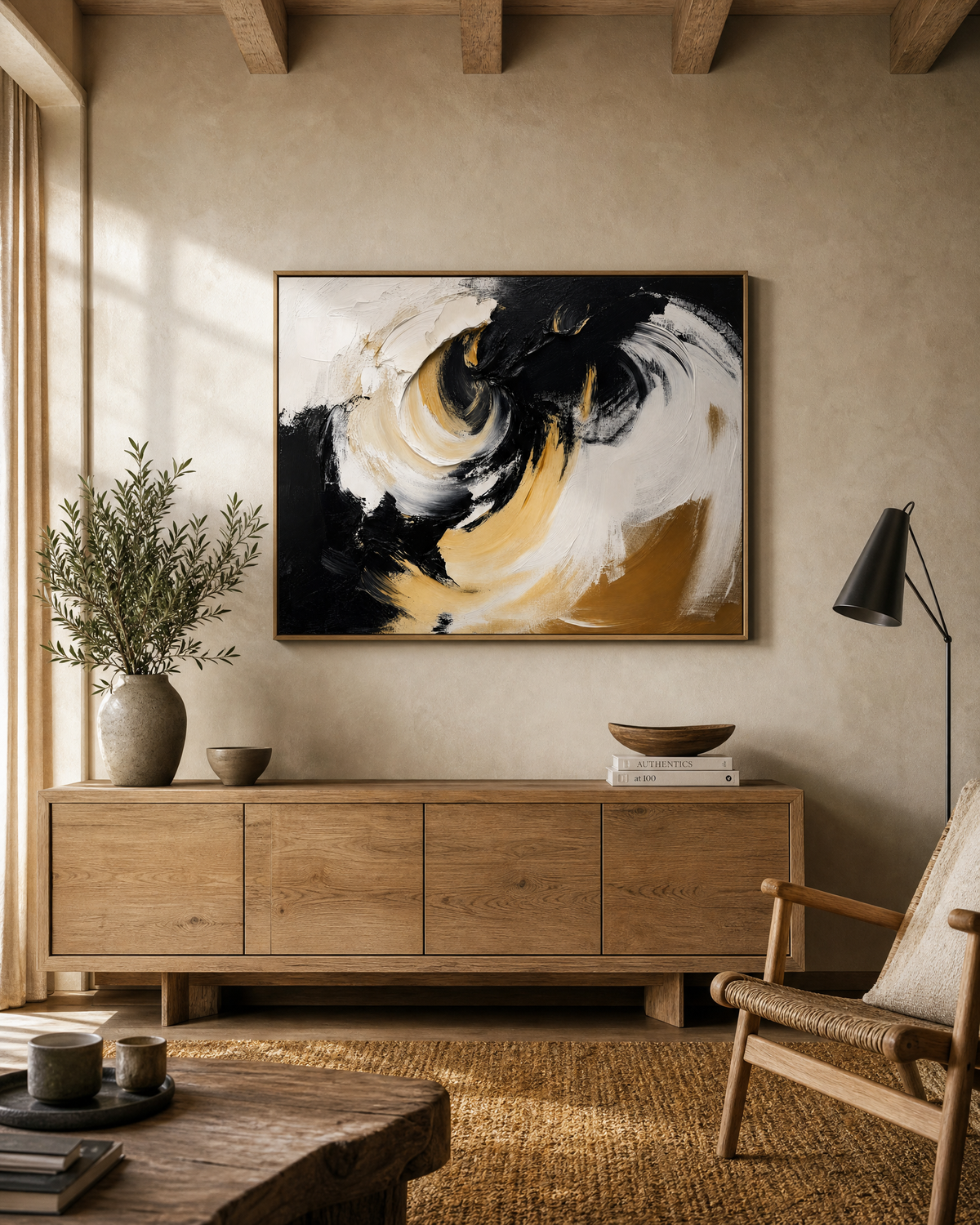 Golden Swirl in Black and Cream