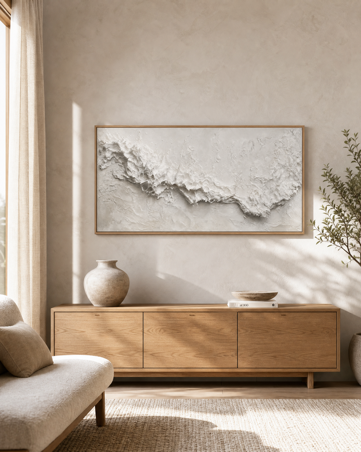 White Textured Wave Abstract
