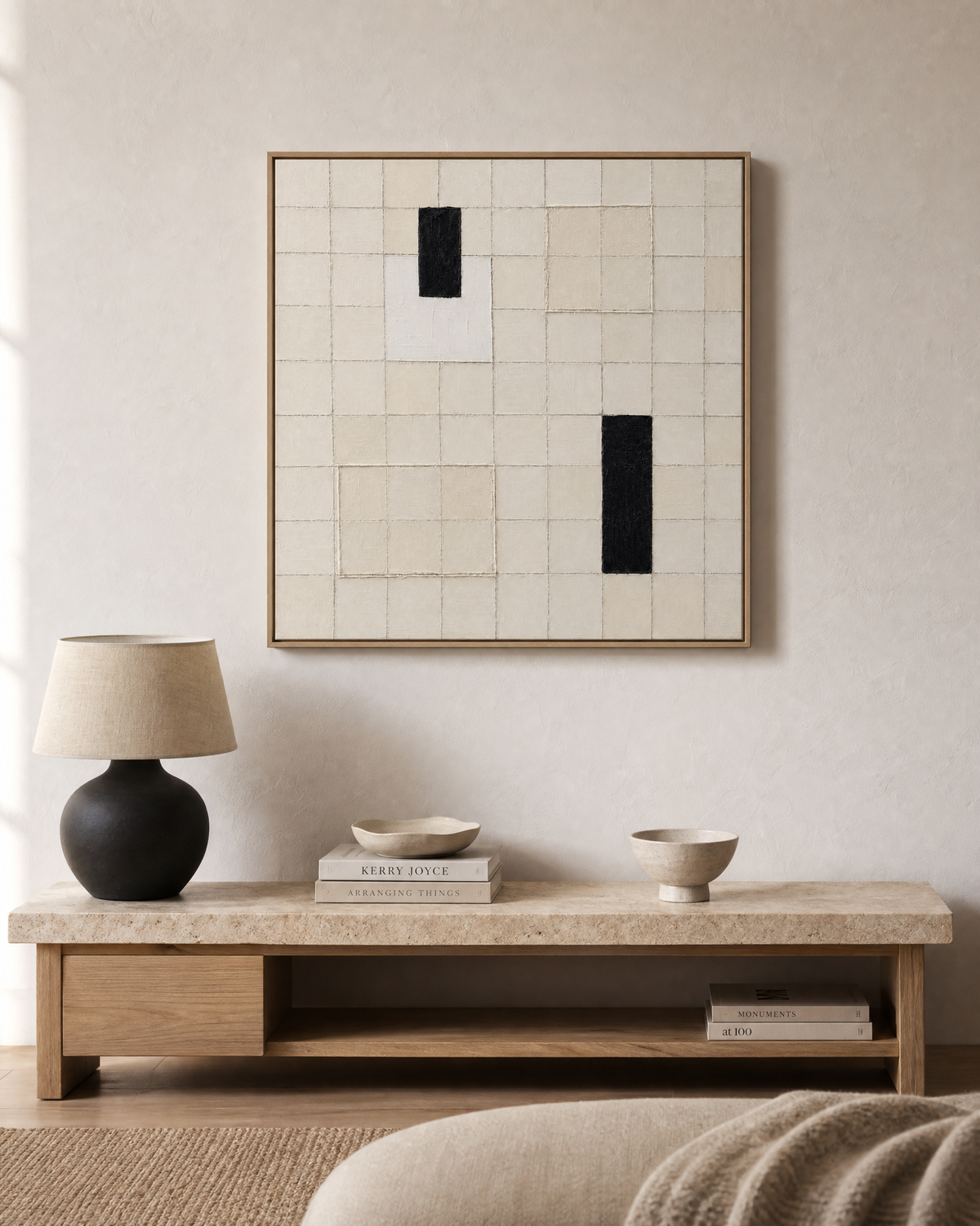 Grid Composition with Two Black Verticals