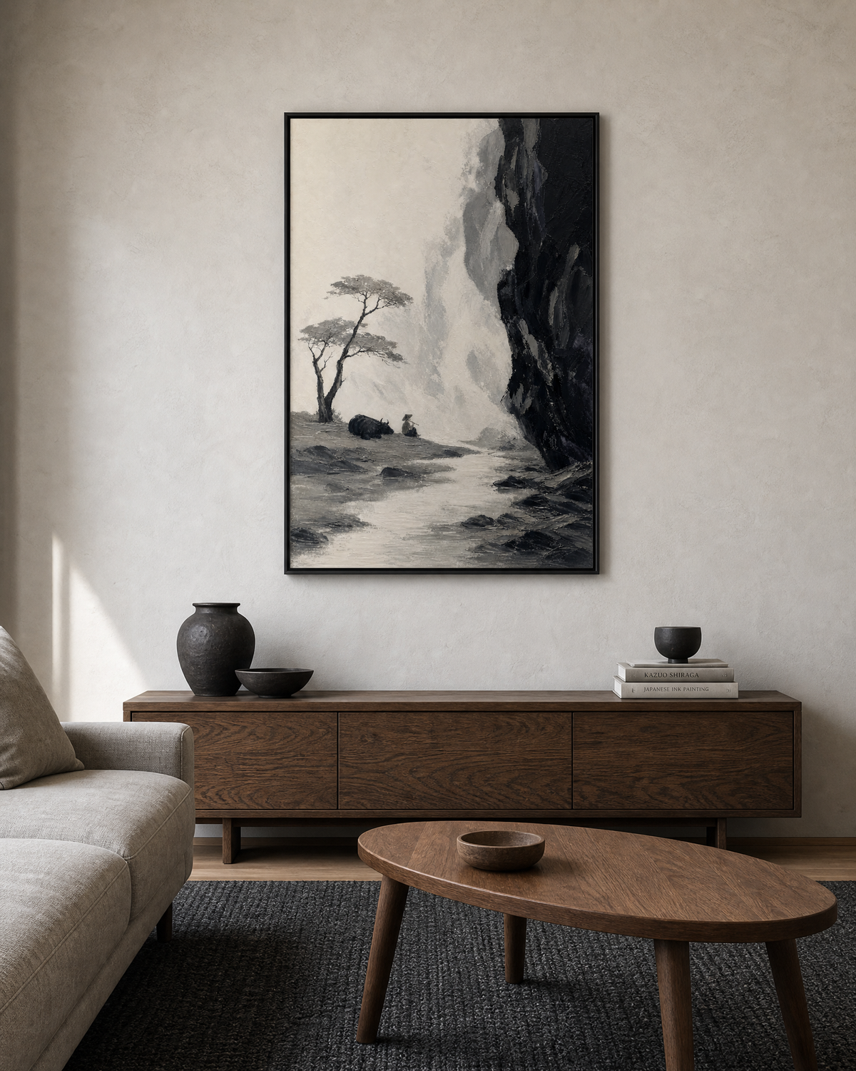 Cliff Pastoral in Ink Greys