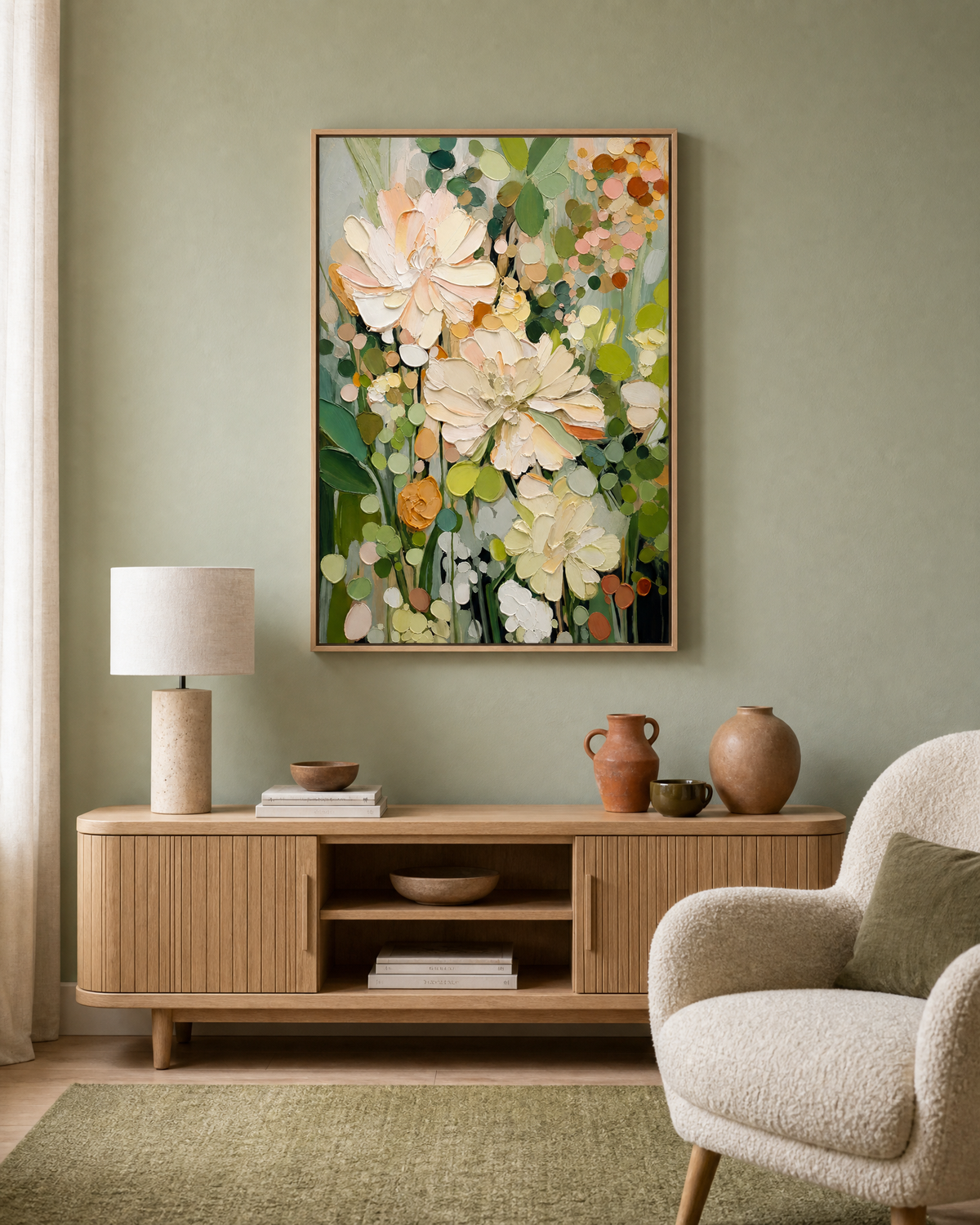Cream Peonies in Sage Meadow