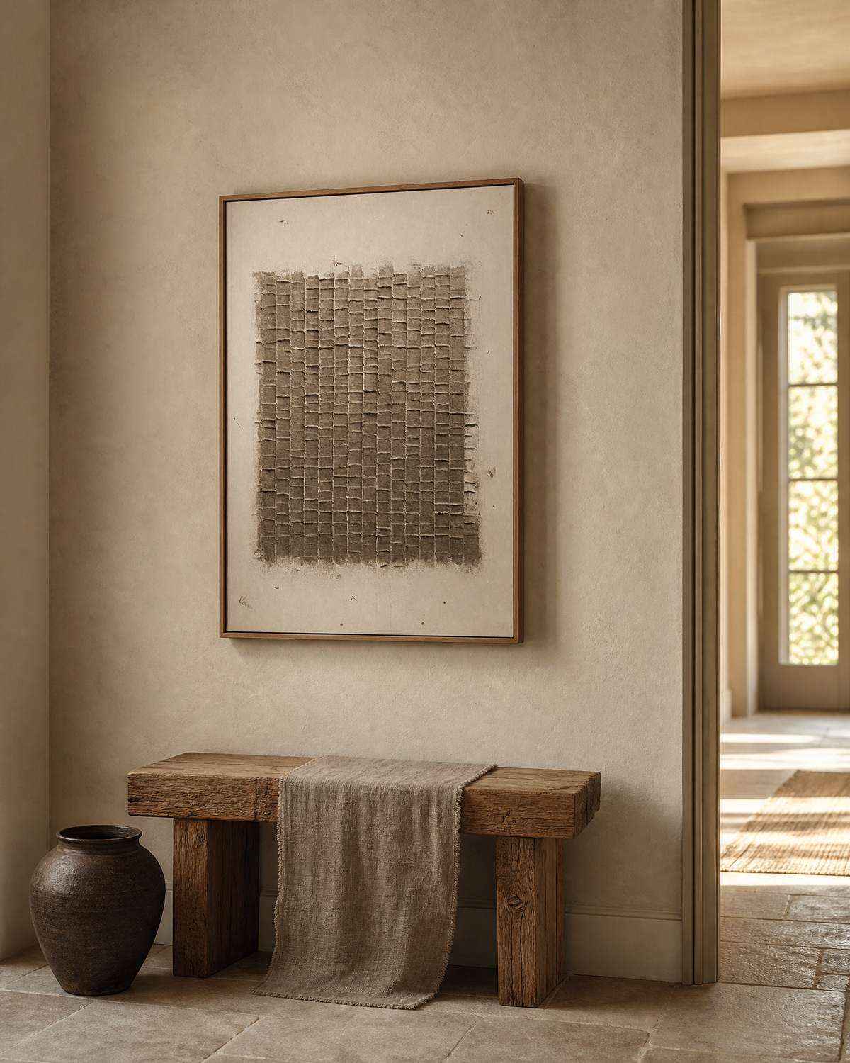 Taupe Grid Weave
