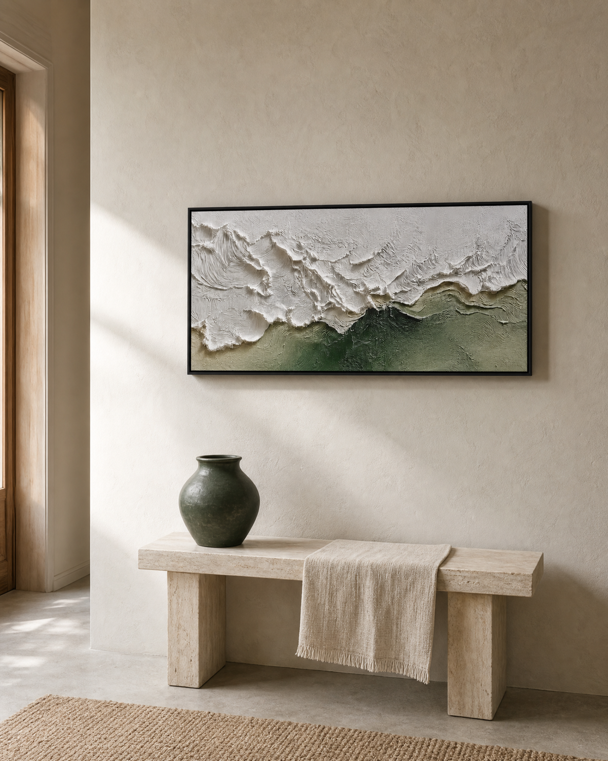 Crested Horizon in White and Sage